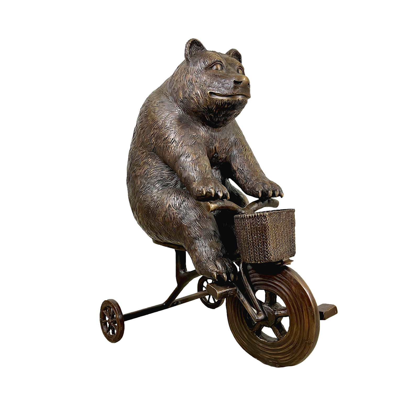 Metropolitan Galleries Bronze Bear on Tricycle Sculpture | Perigold